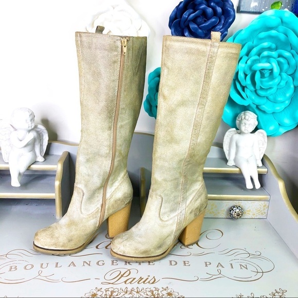 𝅺Me Too Soho Maxine leather tan distressed tall boots - Picture 1 of 12